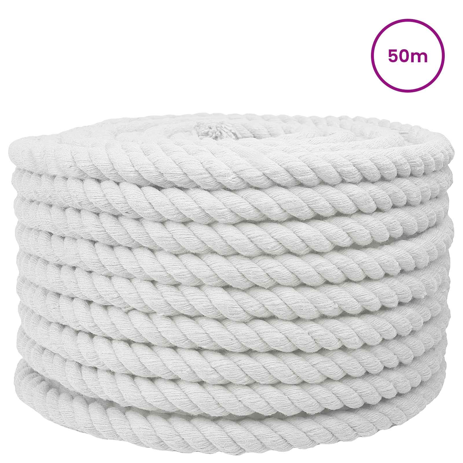 Corda de algodão 16 mm 50 m branco 100% algodão