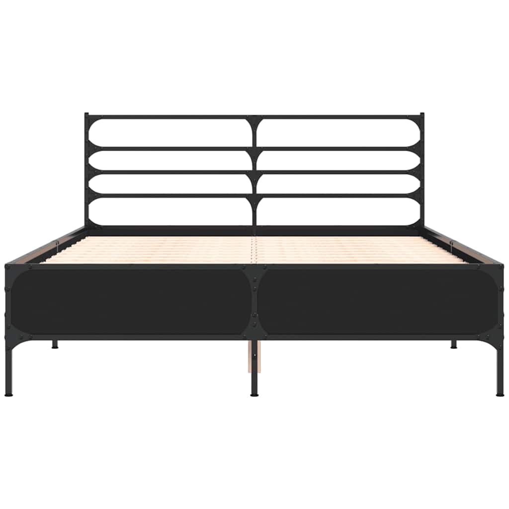 Estrutura de cama 140x200 cm derivados de madeira/metal preto