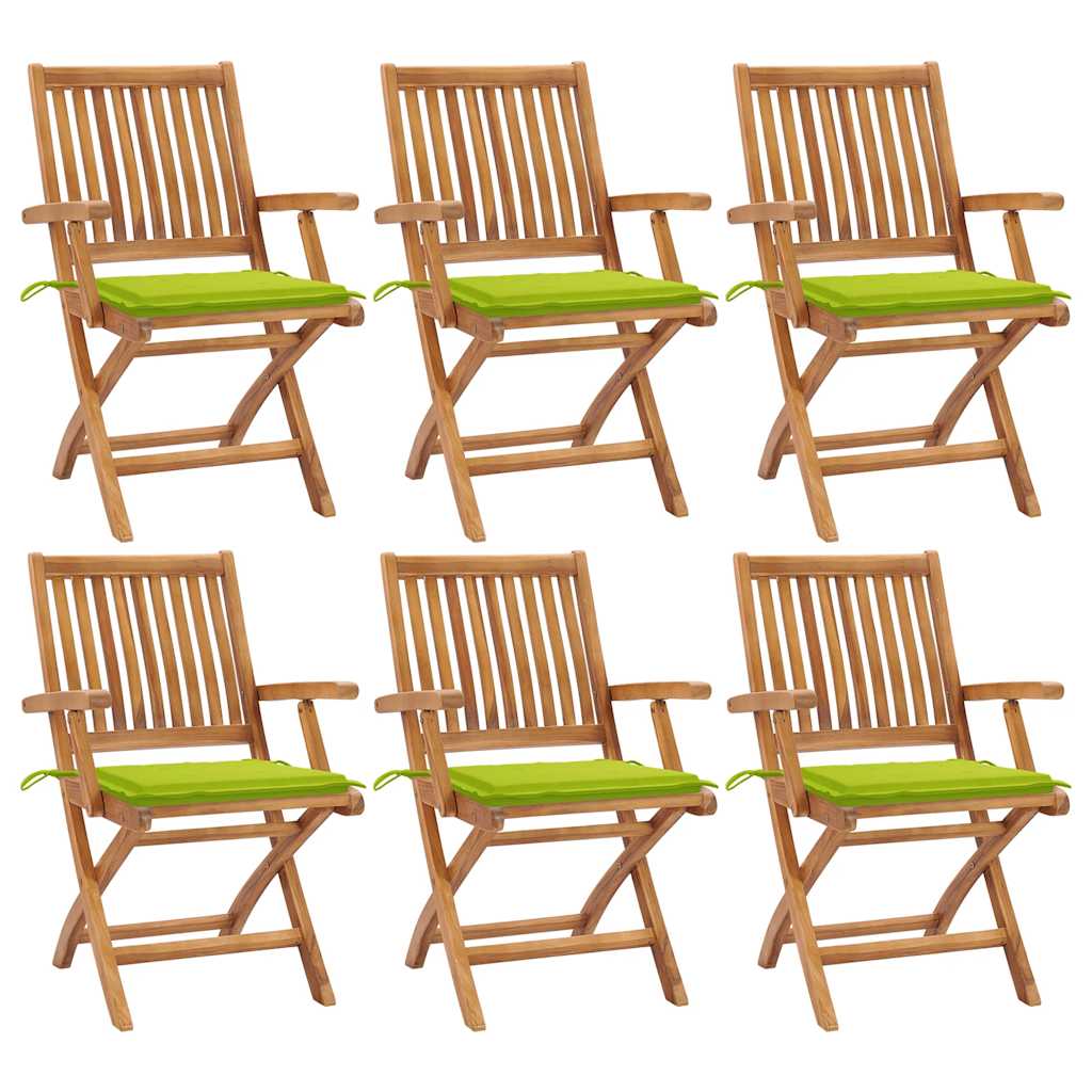 Cadeiras de jardim dobráveis c/ almofadões 6 pcs teca maciça