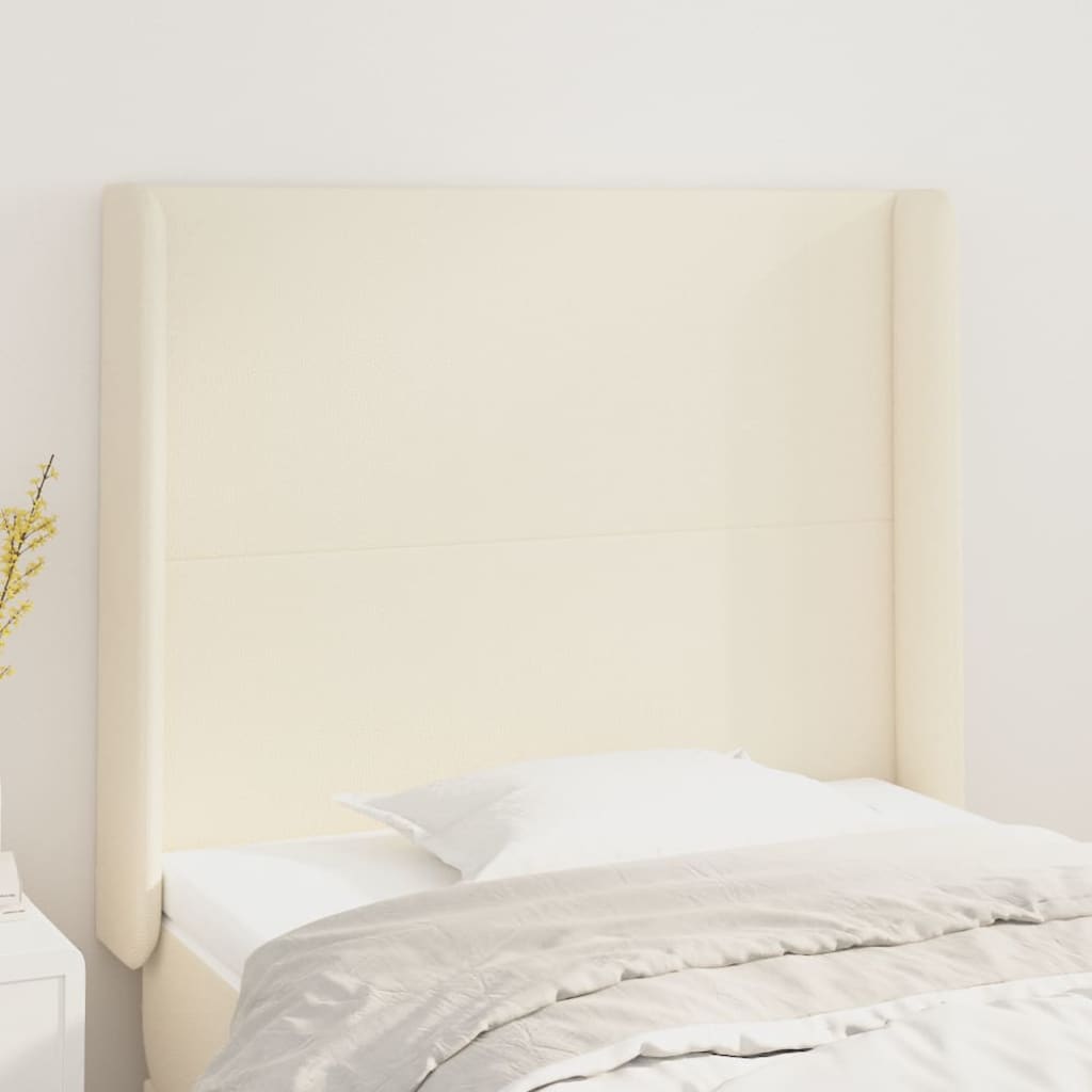 Cabeceira cama c/ abas couro artificial 93x16x118/12 cm creme