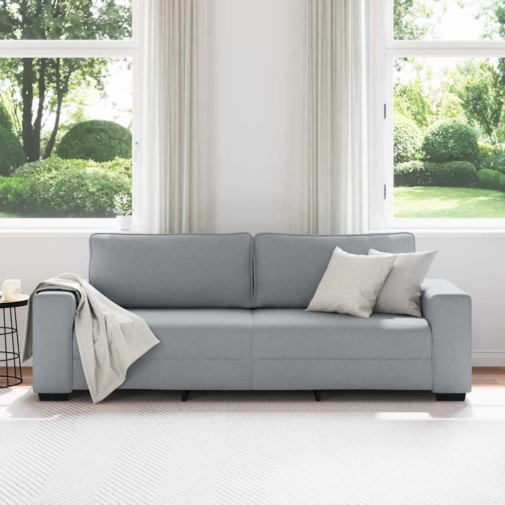 Sofá de 3 lugares 220x77x82 cm tecido cinza-claro