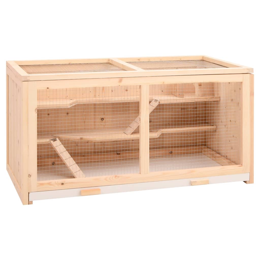 Gaiola para hamster 89,5x45x45 cm madeira maciça de abeto