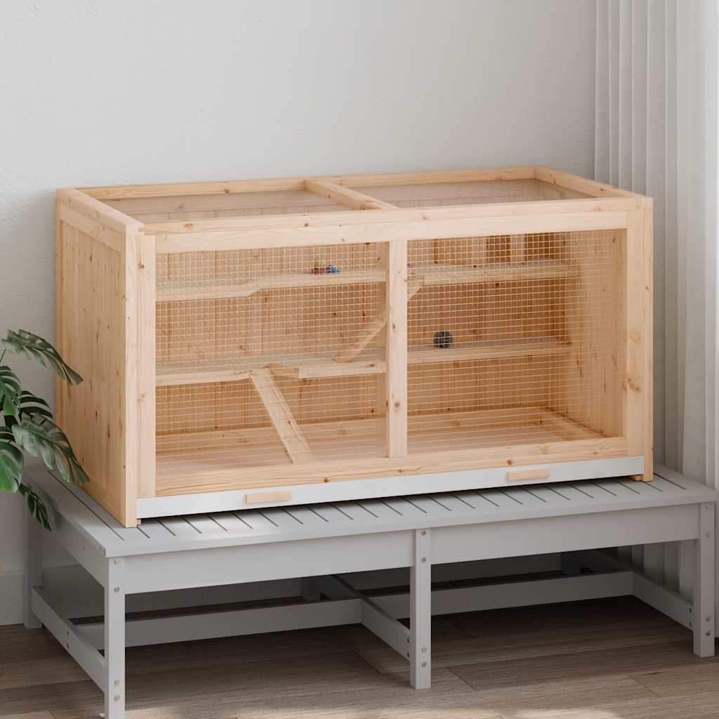 Gaiola para hamster 89,5x45x45 cm madeira maciça de abeto
