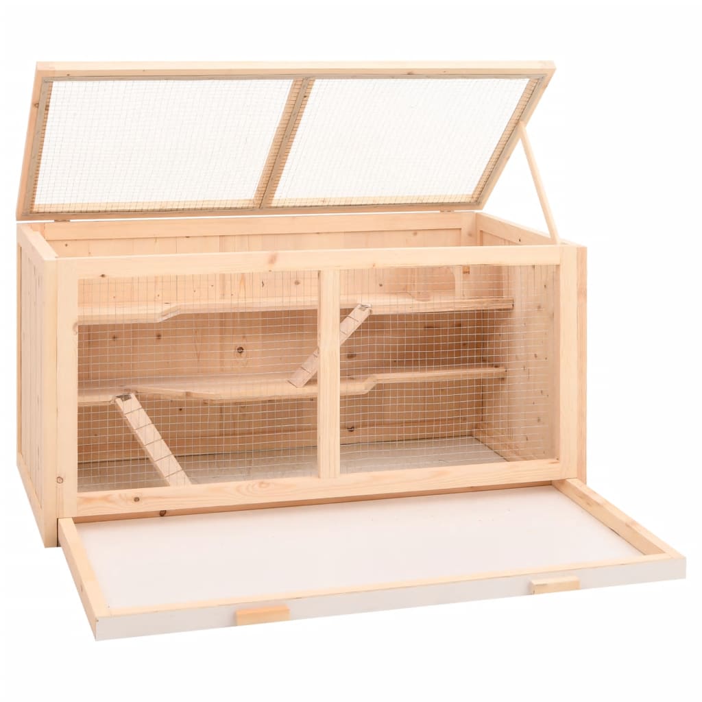 Gaiola para hamster 89,5x45x45 cm madeira maciça de abeto