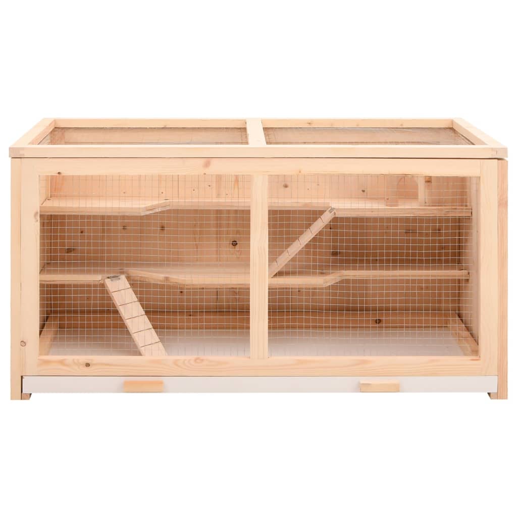 Gaiola para hamster 89,5x45x45 cm madeira maciça de abeto
