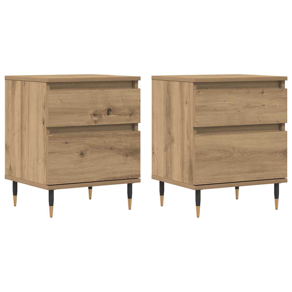 Mesas de cabeceira 2pcs derivados de madeira carvalho artisiano