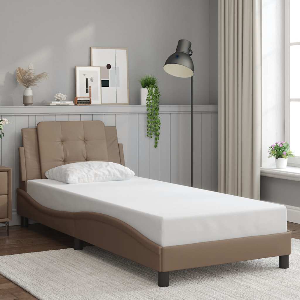 Estrutura de cama sem colchão zadar couro artif. 80x200 cm cappuccino