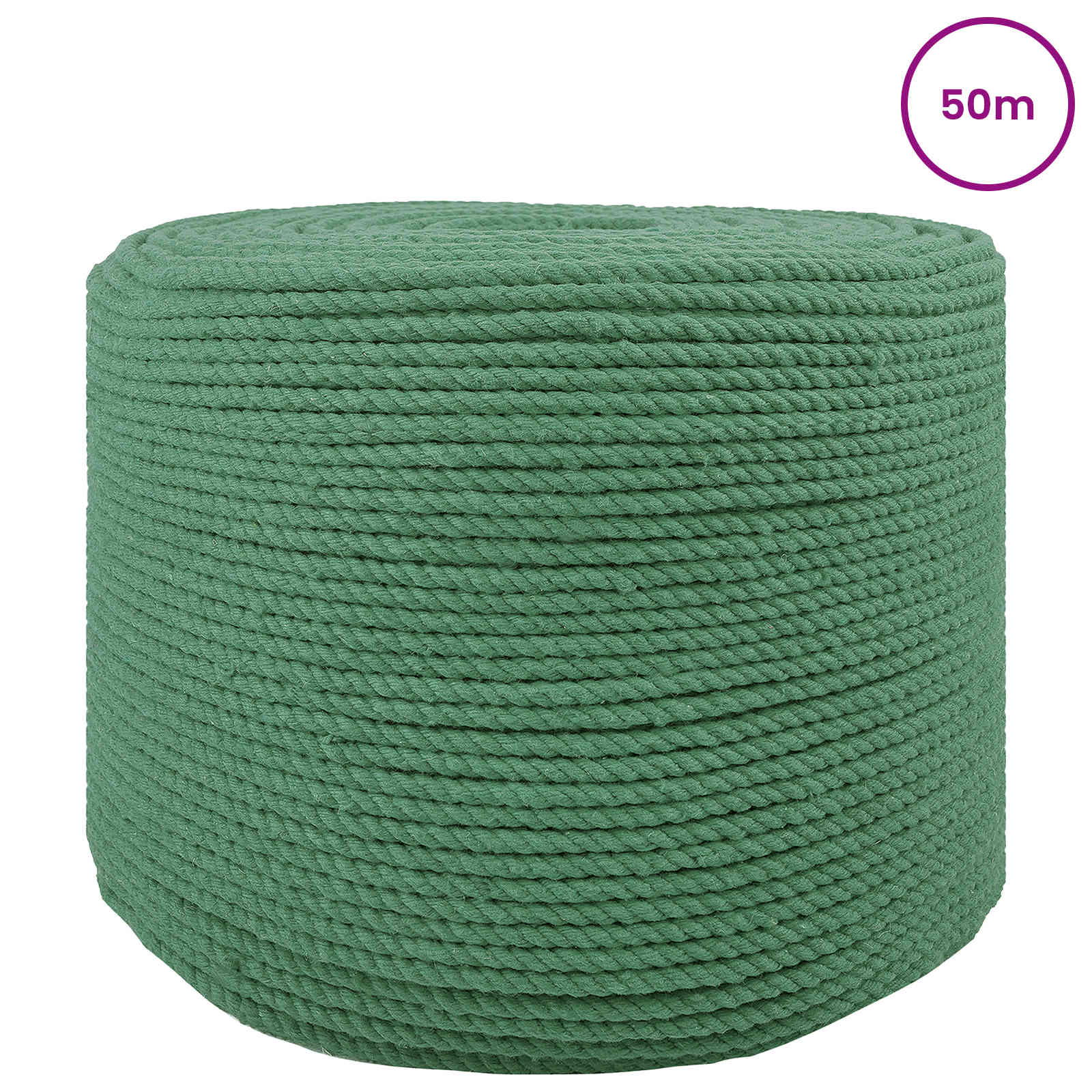 Corda de algodão 6 mm 50 m verde 100% algodão