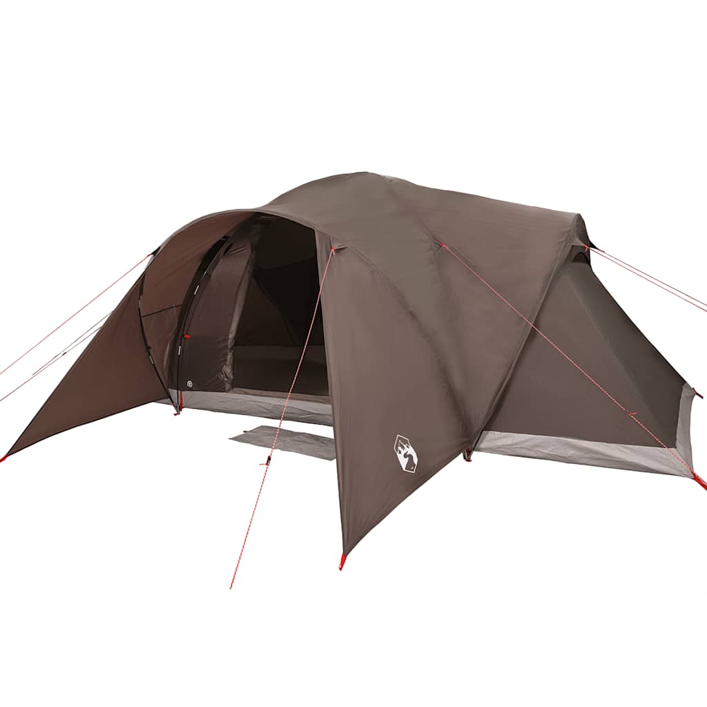 Tenda familiar em cúpula para 6 pessoas impermeável castanho