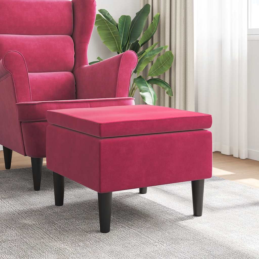 Banco com pernas de madeira veludo vermelho tinto