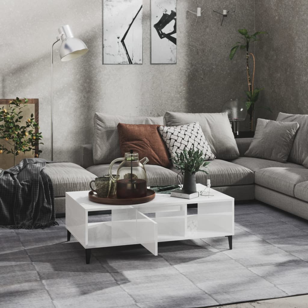 Mesa de centro derivados de madeira branco brilhante