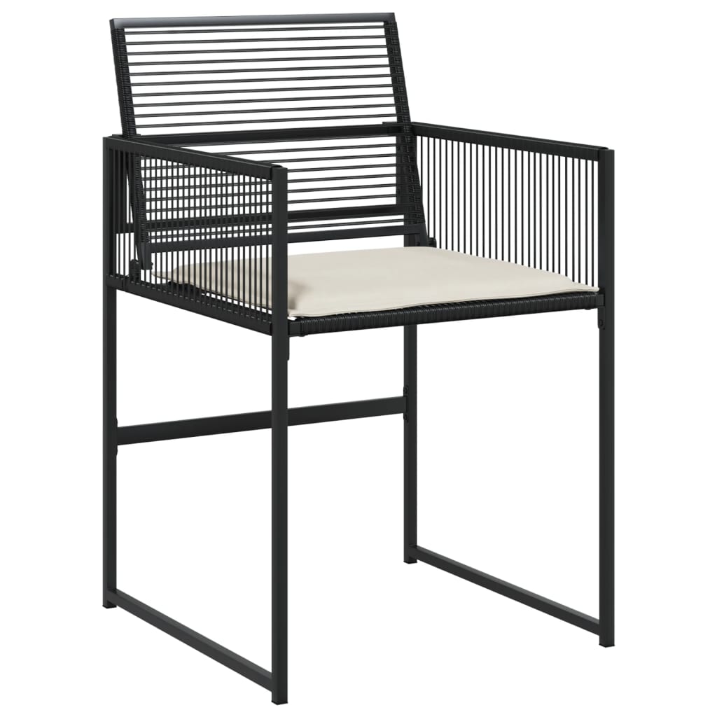 5 Pcs conjunto de jantar p/ jardim c/ almofadões vime PE preto