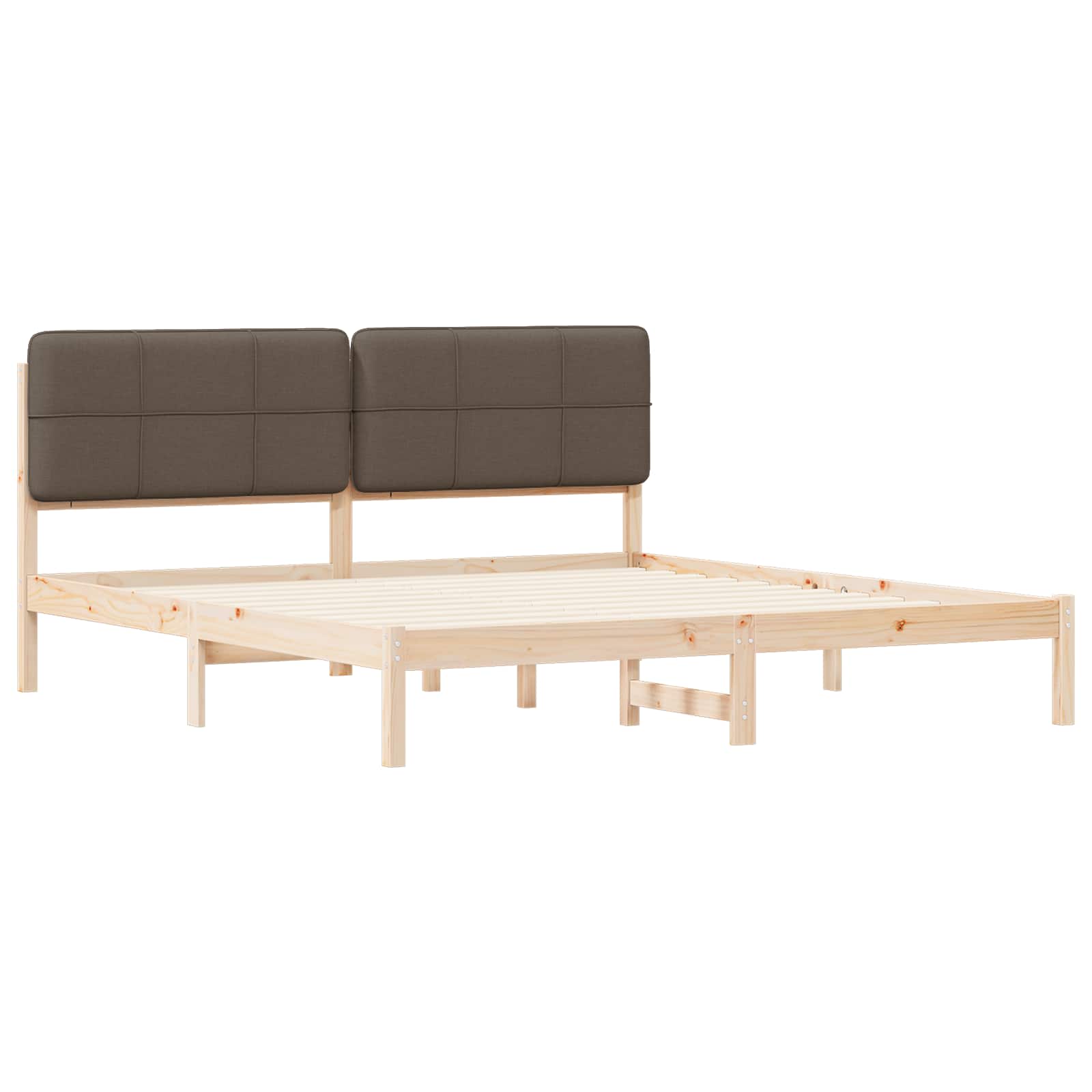 Estrutura de cama com cabeceira estofada cinzento-acastanhado