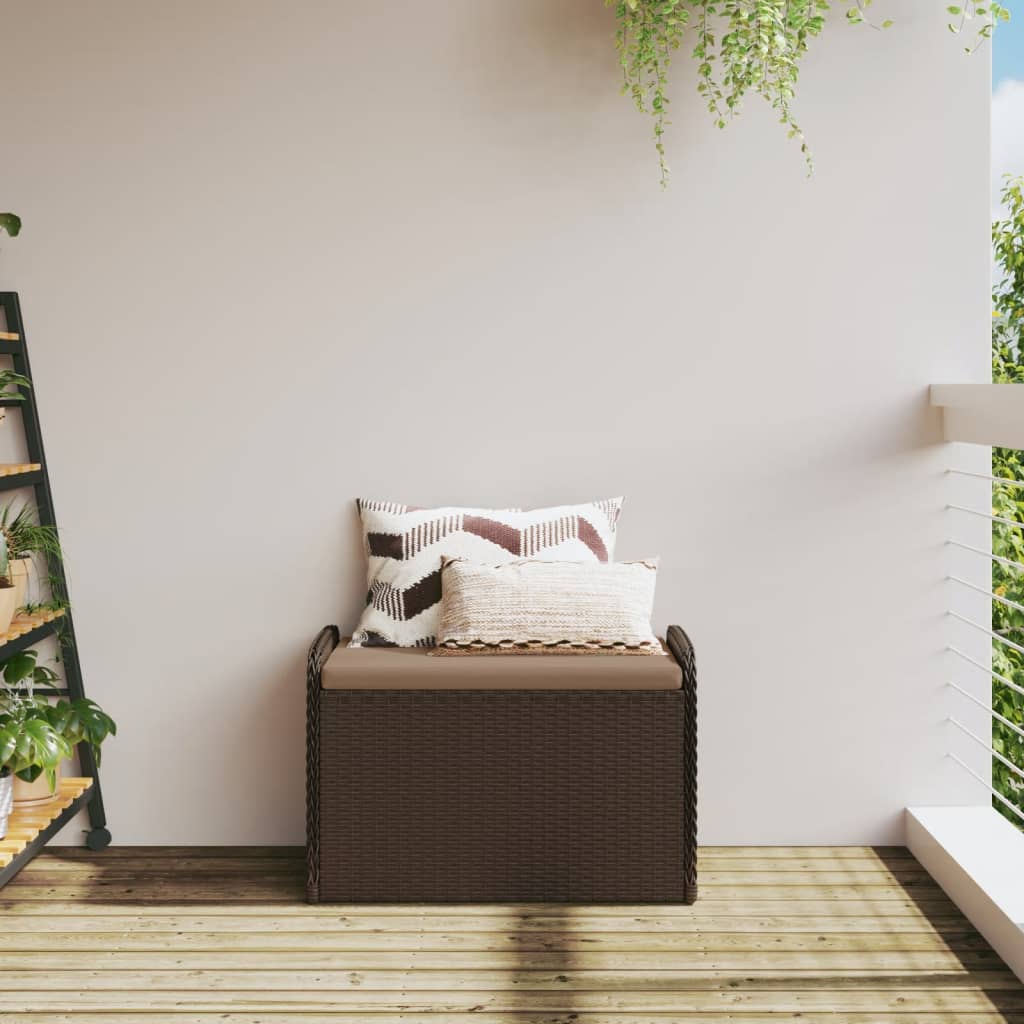 Banco de arrumação com almofadão 80x51x52 cm vime PE castanho