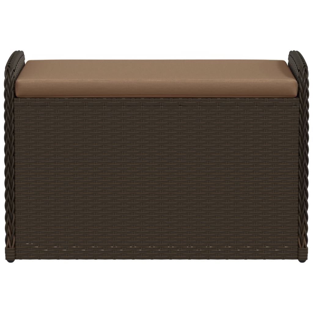 Banco de arrumação com almofadão 80x51x52 cm vime PE castanho