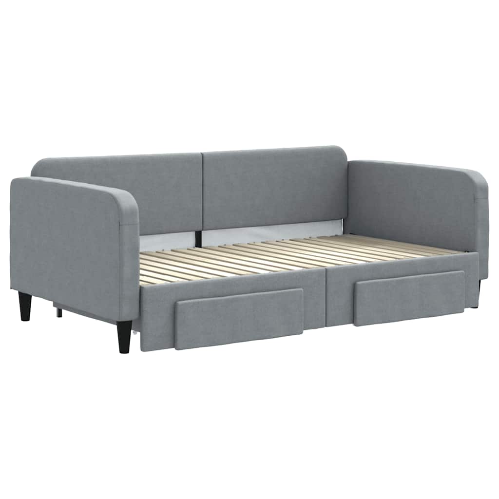 Sofá-cama c/ gavetão e gavetas 100x190 cm tecido cinzento-claro