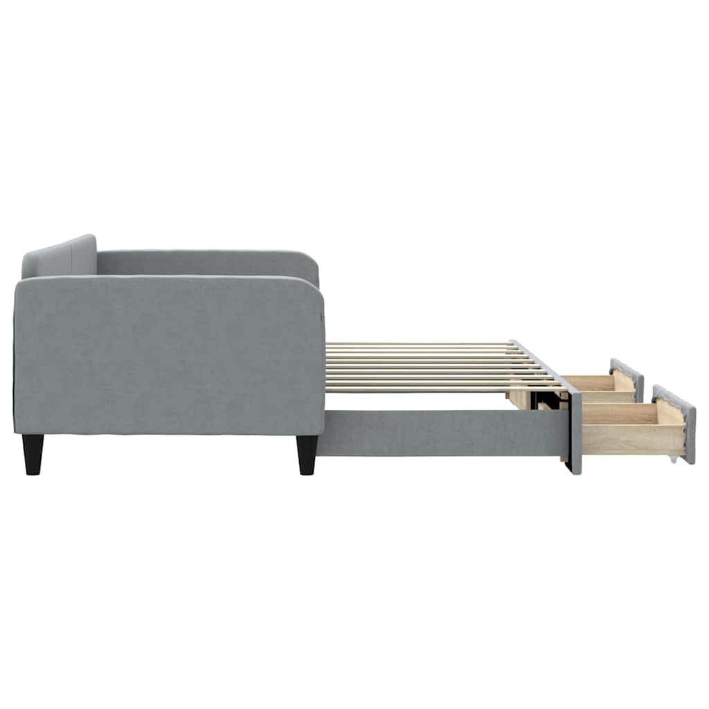 Sofá-cama c/ gavetão e gavetas 100x190 cm tecido cinzento-claro