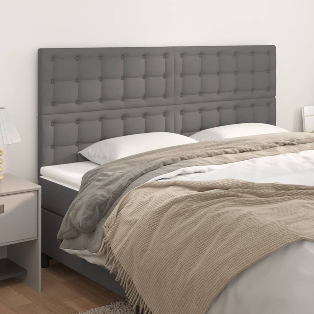 Cabeceira cinza 180x5x118/128 cm couro sintético