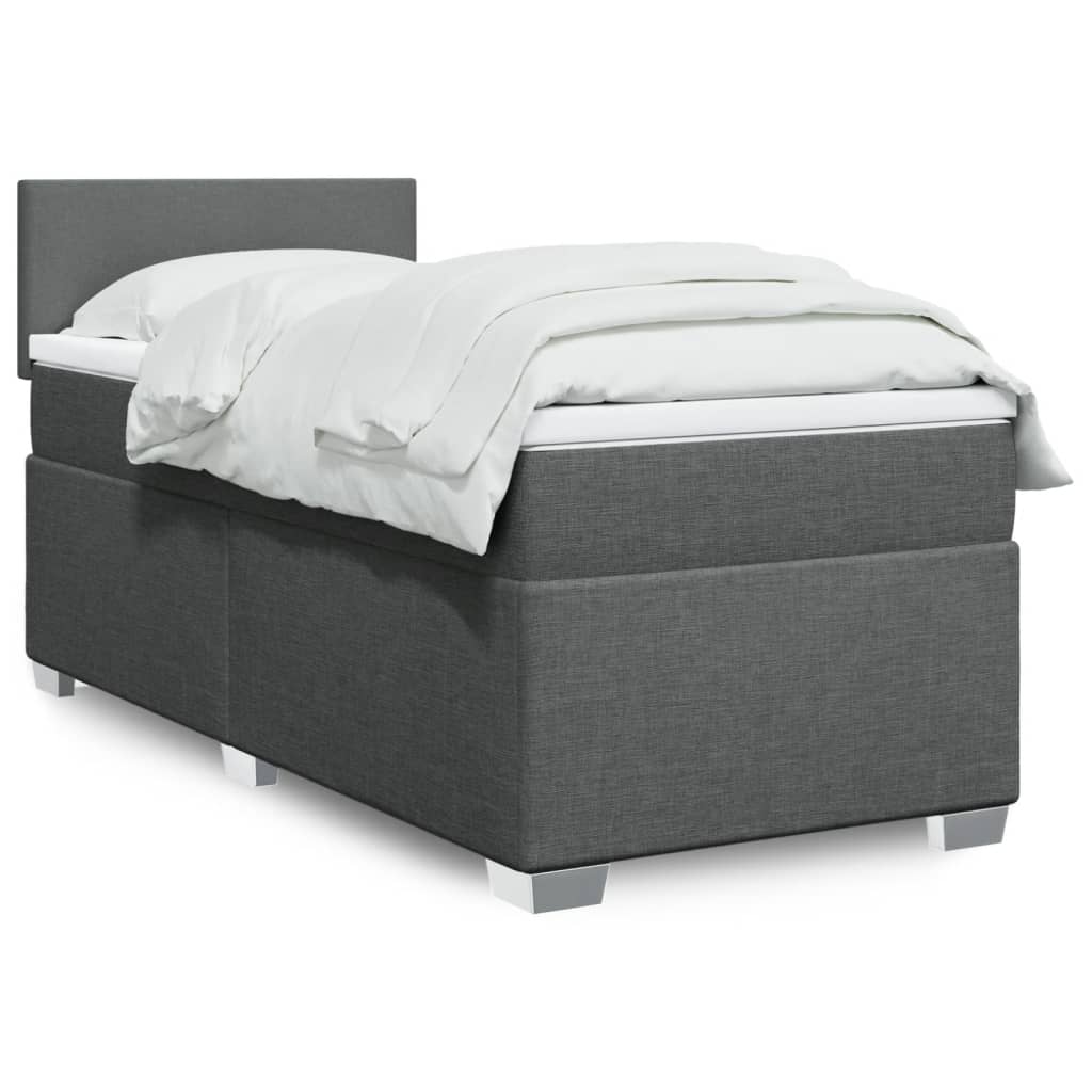 Cama com molas/colchão 90x200 cm tecido cinzento-escuro
