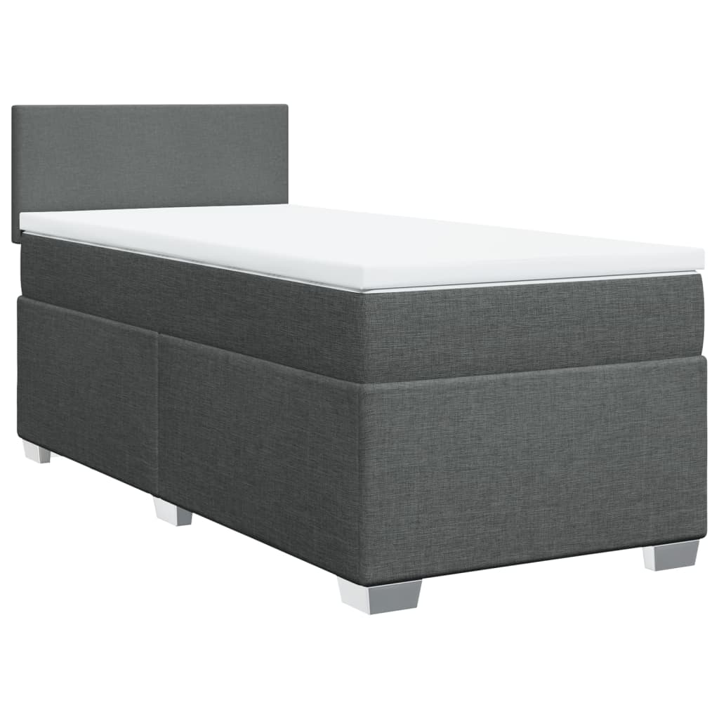Cama com molas/colchão 90x200 cm tecido cinzento-escuro
