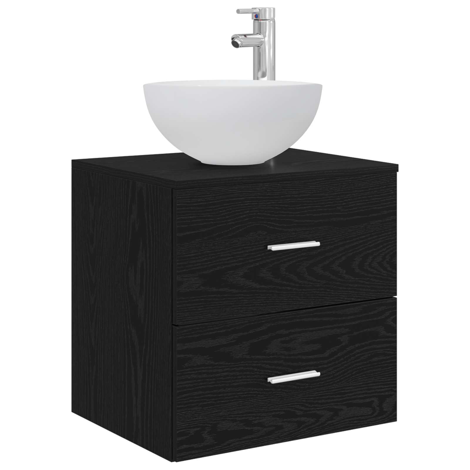 Vanidade com pia de parede carvalho preto 49,5 x 35 x 63 cm