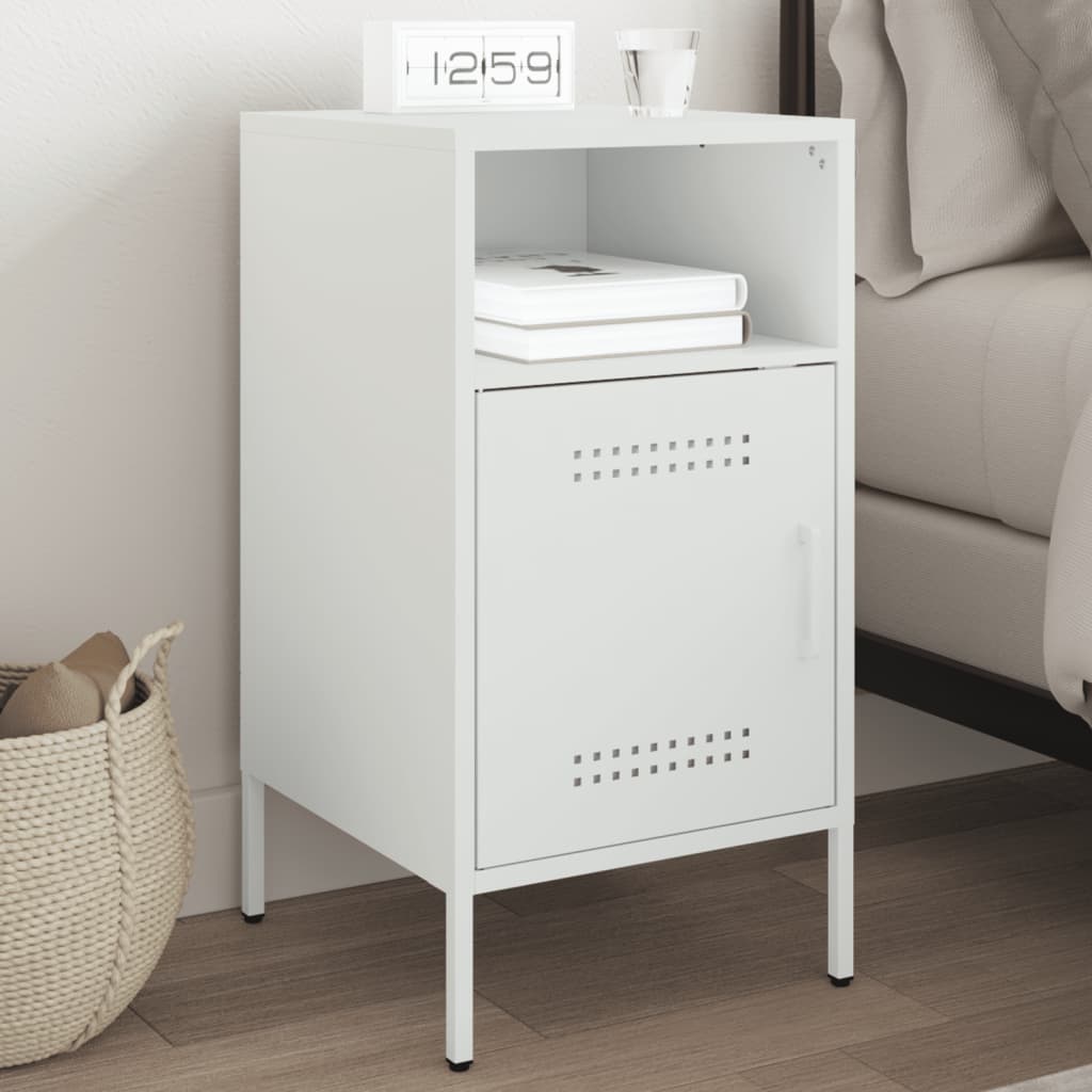 Mesa de cabeceira 36x39x68 cm aço branco