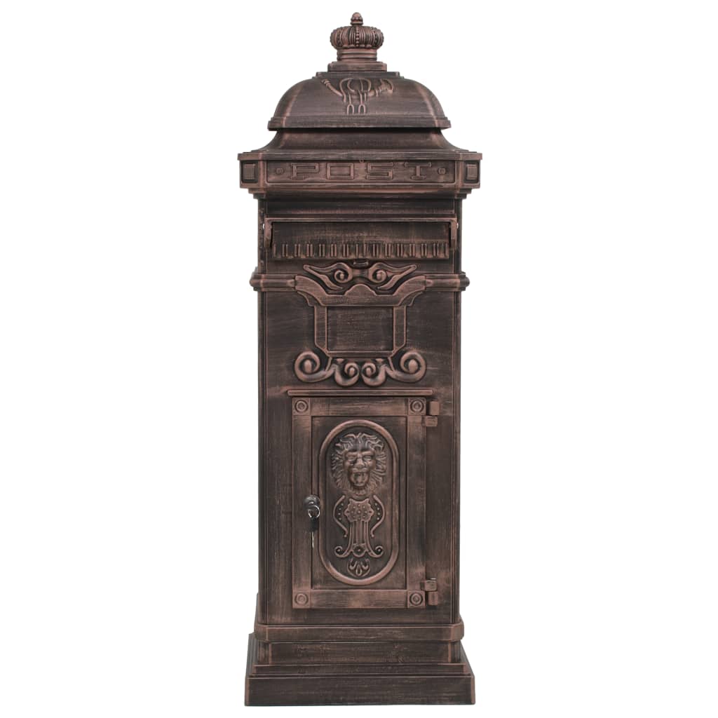 Caixa correio coluna estilo vintage alumínio inoxidável bronze
