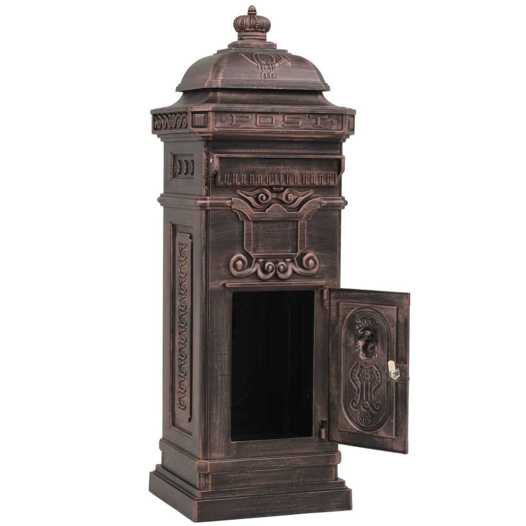 Caixa correio coluna estilo vintage alumínio inoxidável bronze