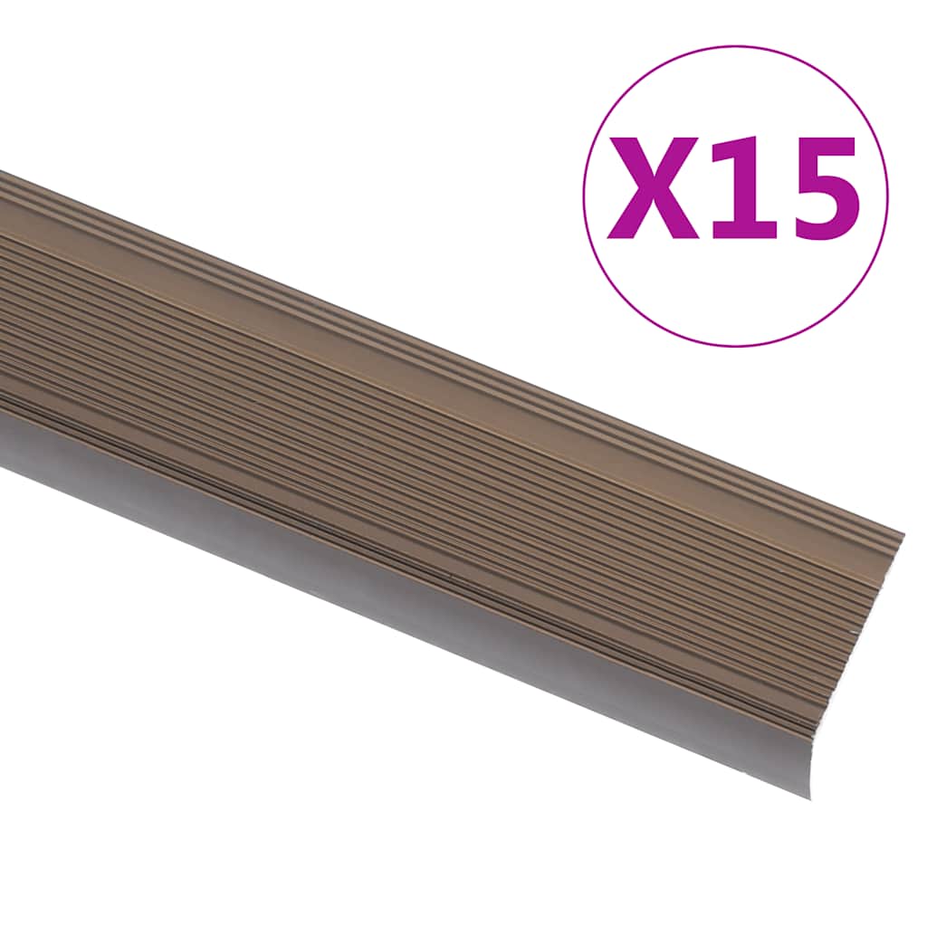 Perfil p/ escada em forma de l 15 pcs alumínio 90 cm castanho