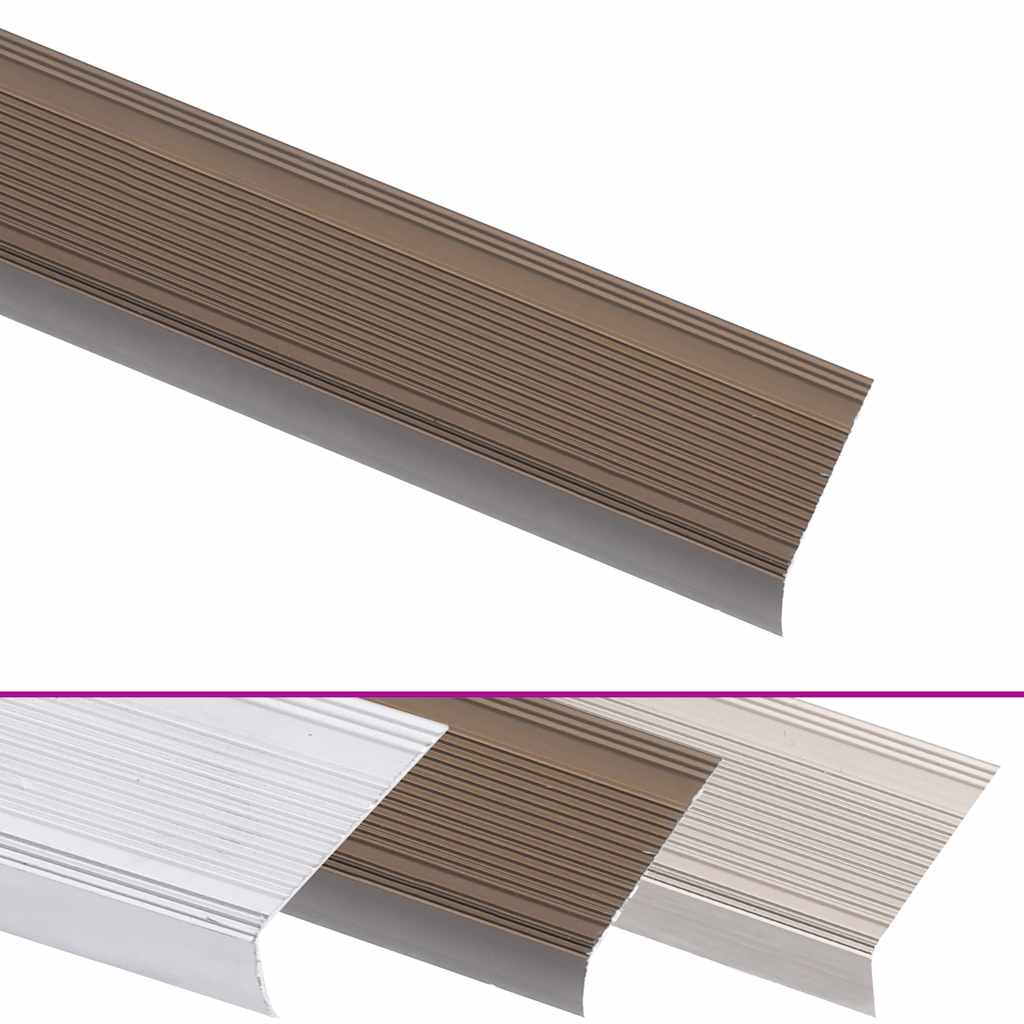 Perfil p/ escada em forma de l 15 pcs alumínio 90 cm castanho
