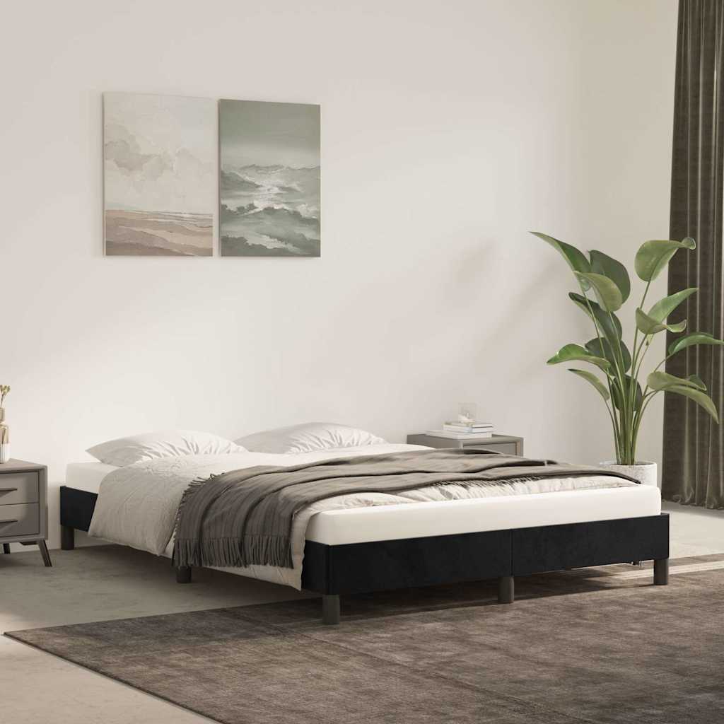 Estrutura de cama sem colchão 140x190 cm veludo preto