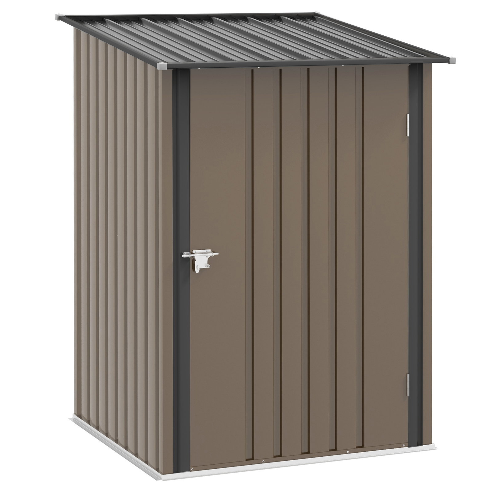 Abrigo de jardim de aço galvanizado com porta fechadura e teto inclinado 0,92 m² 100x103x160 cm castanho