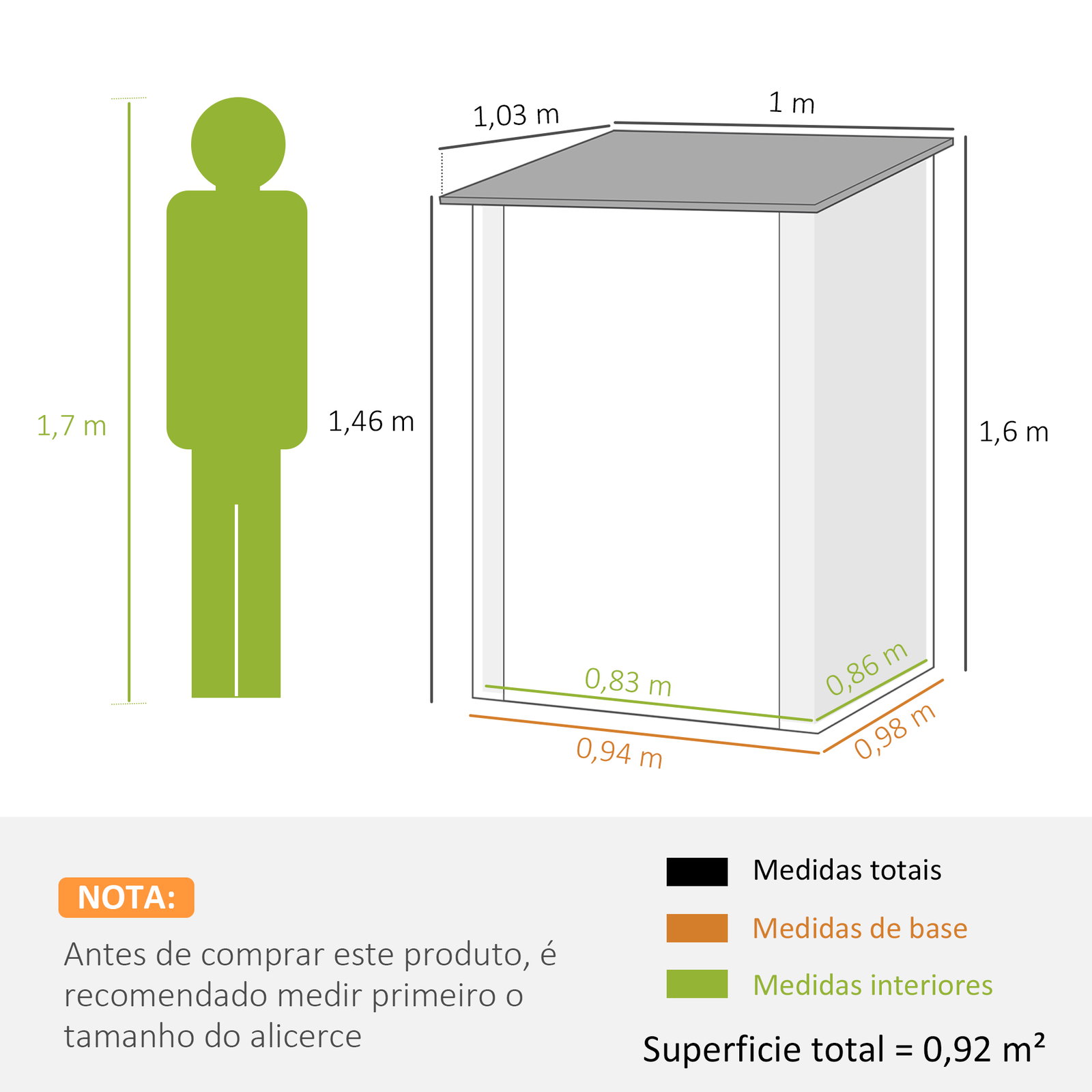 Abrigo de jardim de aço galvanizado com porta fechadura e teto inclinado 0,92 m² 100x103x160 cm castanho