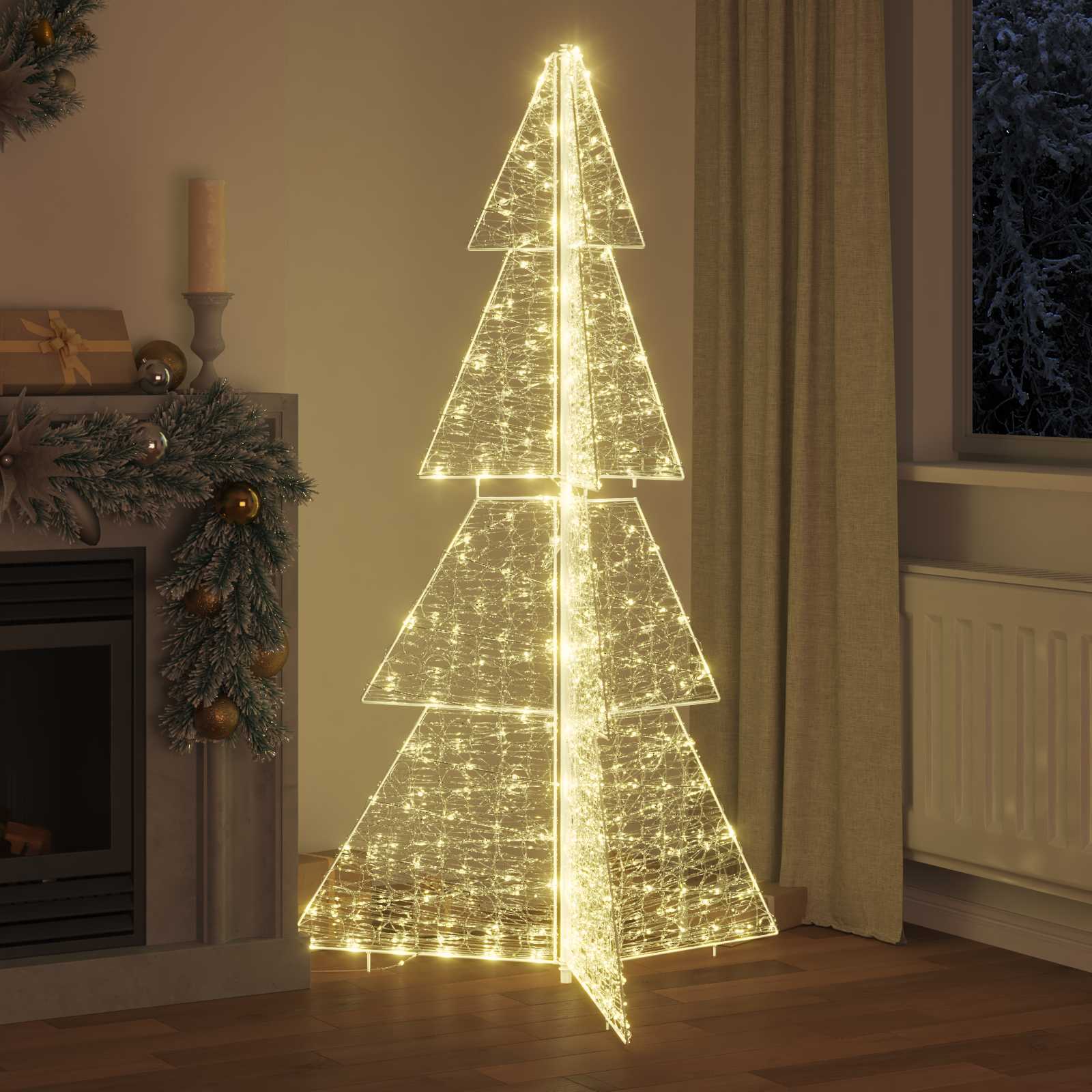 Árvore de natal com 240 leds branco quente 180 cm acrílo