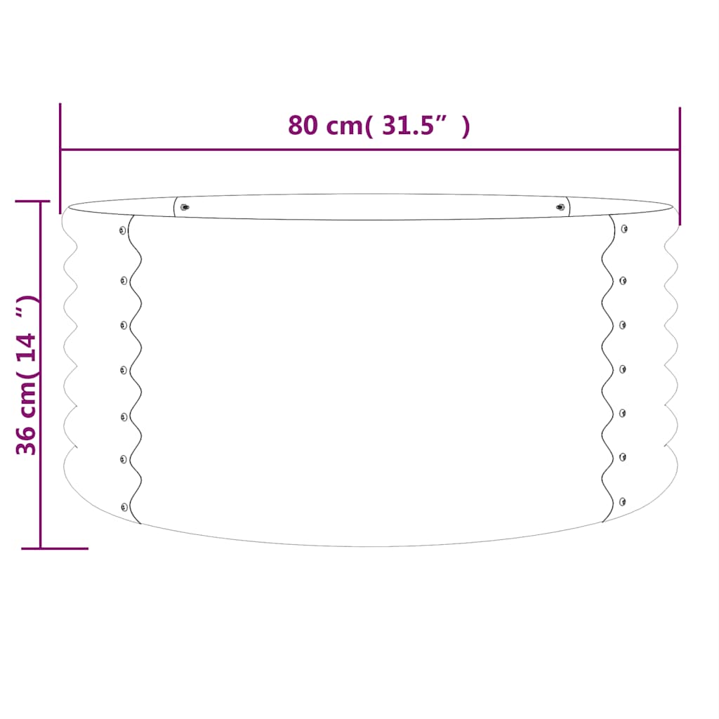 Vaso/floreira de jardim aço galvanizado 80x80x36cm antracite