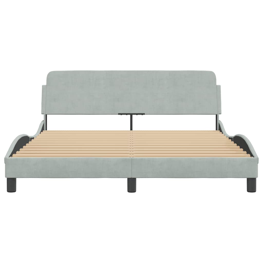 Estrutura de cama dover 152x203 cm veludo cinzento-claro