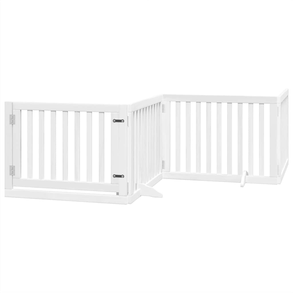 Portão p/ cães com porta dobrável 6 painéis 480 cm álamo branco