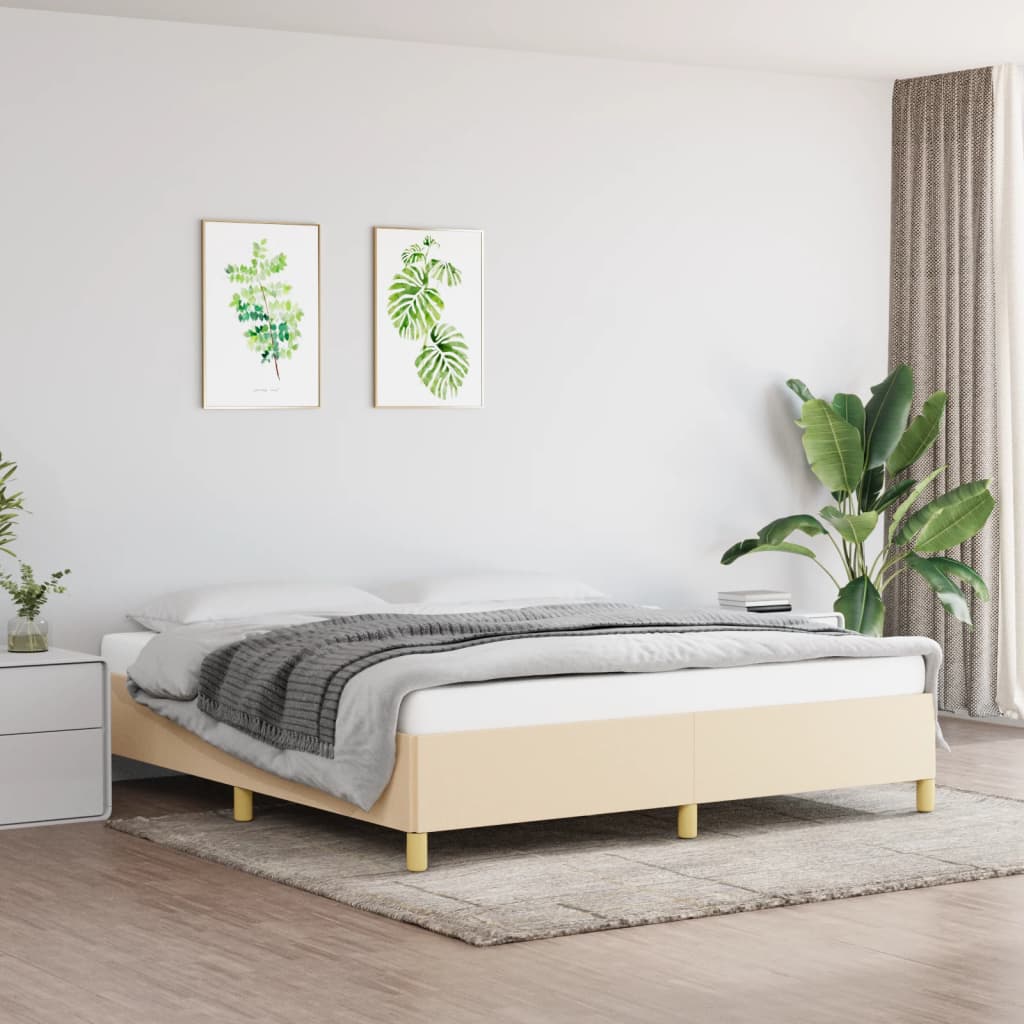 Estrutura de cama sem colchão 180x200 cm tecido cor creme