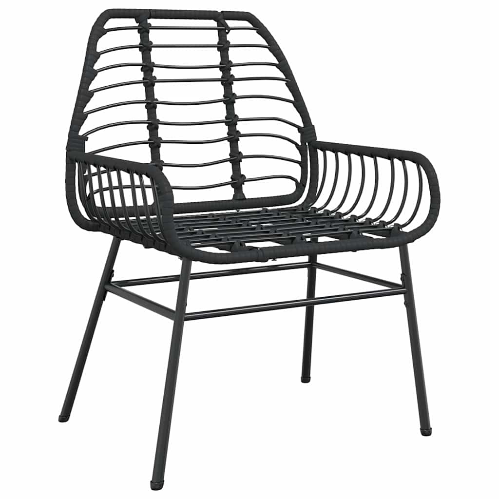 Conjunto de jantar jardim 5 peças vidro vime PE preto