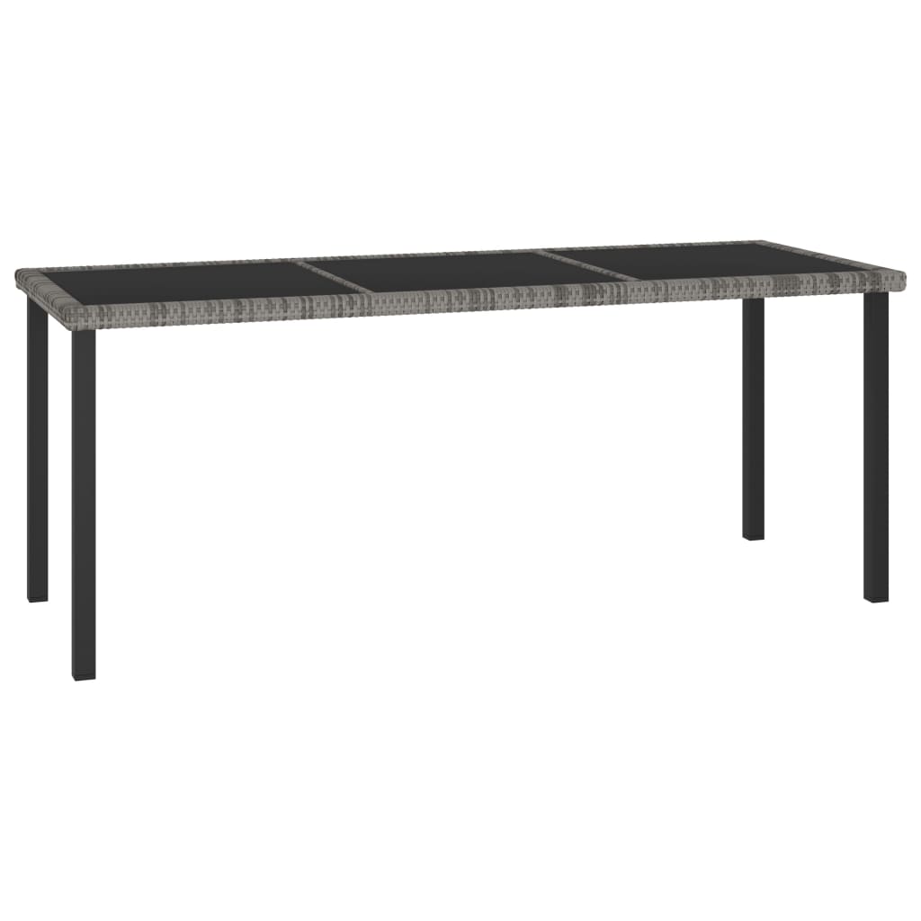 9 Pcs conjunto de jantar para jardim vime PE cinzento