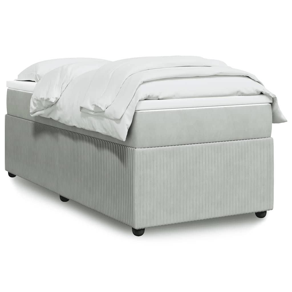 Cama com molas/colchão 80x200 cm veludo cinza-claro