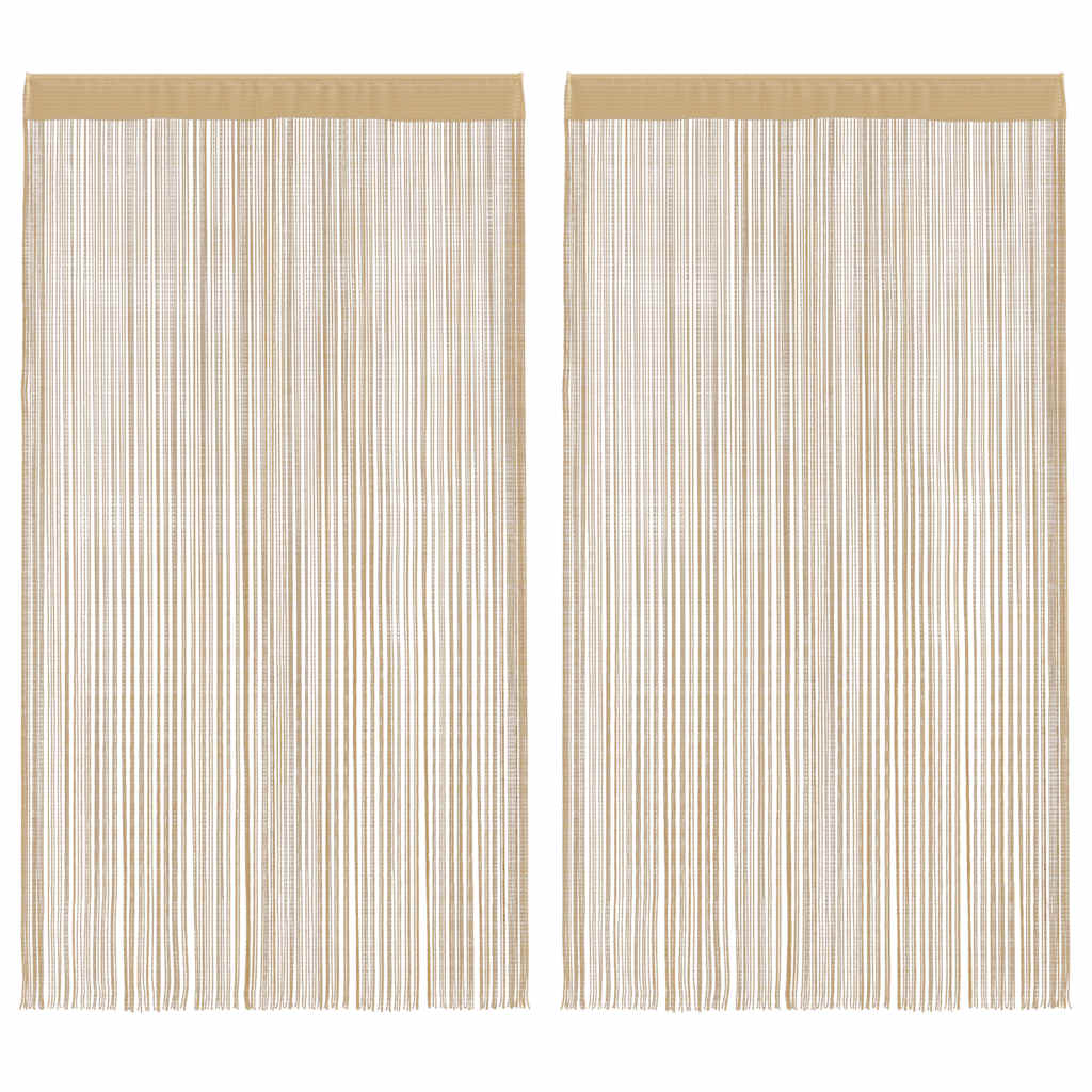 Cortinas de fios 2 pcs 140x250 cm bege