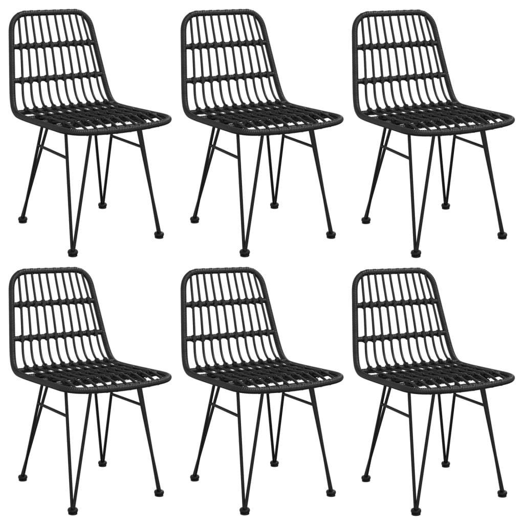 7 Pcs conjunto de jantar para jardim vime PE preto