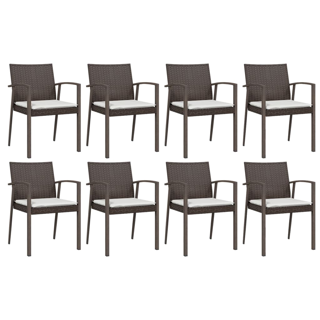 9 Pcs conjunto de jantar p/ jardim com almofadões vime PE e aço