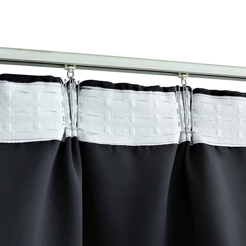 Cortinas blackout com ganchos 2 pcs 140x175 cm preto