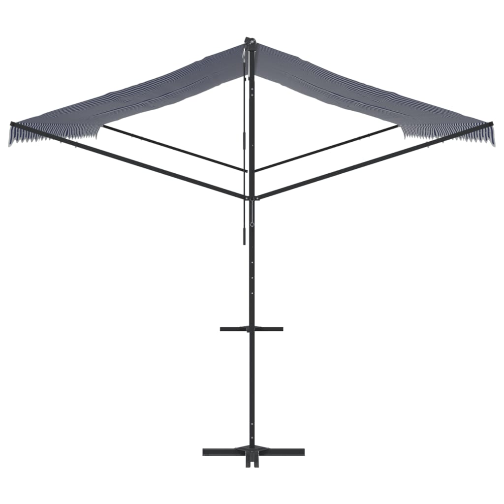 Toldo de pé 600x300 cm tecido e aço azul e branco