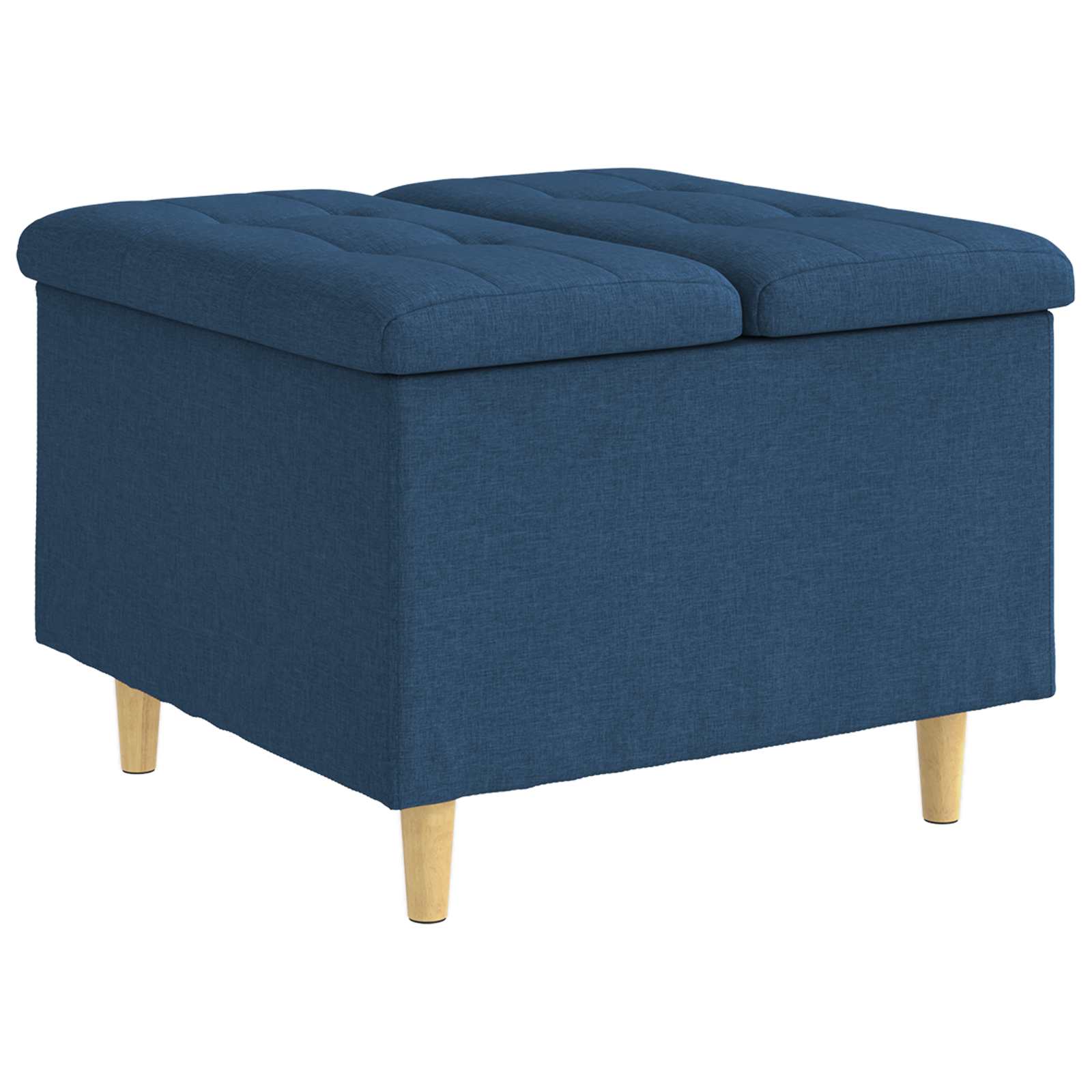 Puff de armazenamento com almofada azul 60 x 60 x 45 cm tecido
