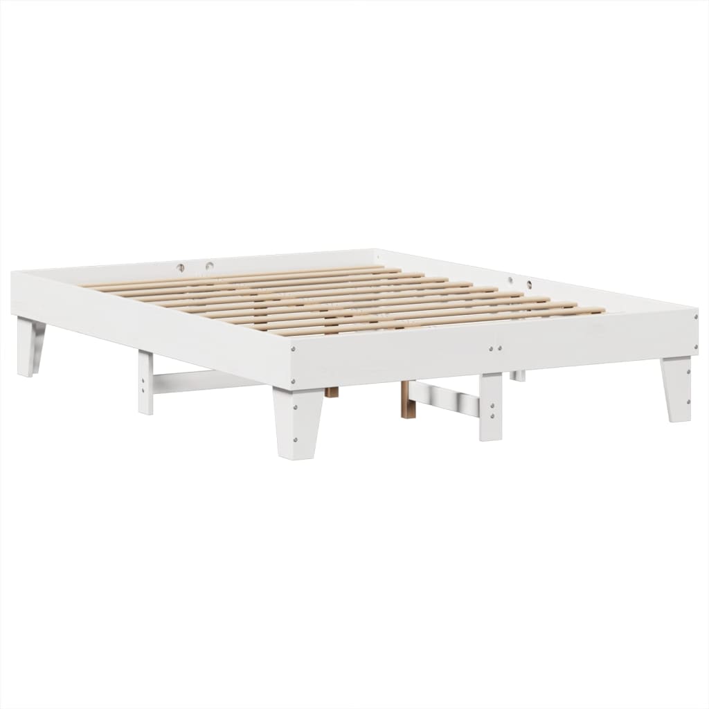 Cama sem colchão 150x200 cm madeira de pinho maciça branco