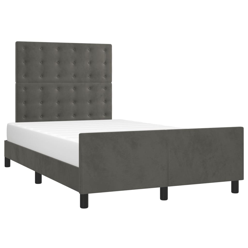 Estrutura de cama sem colchão 120x190 cm veludo cinza escuro