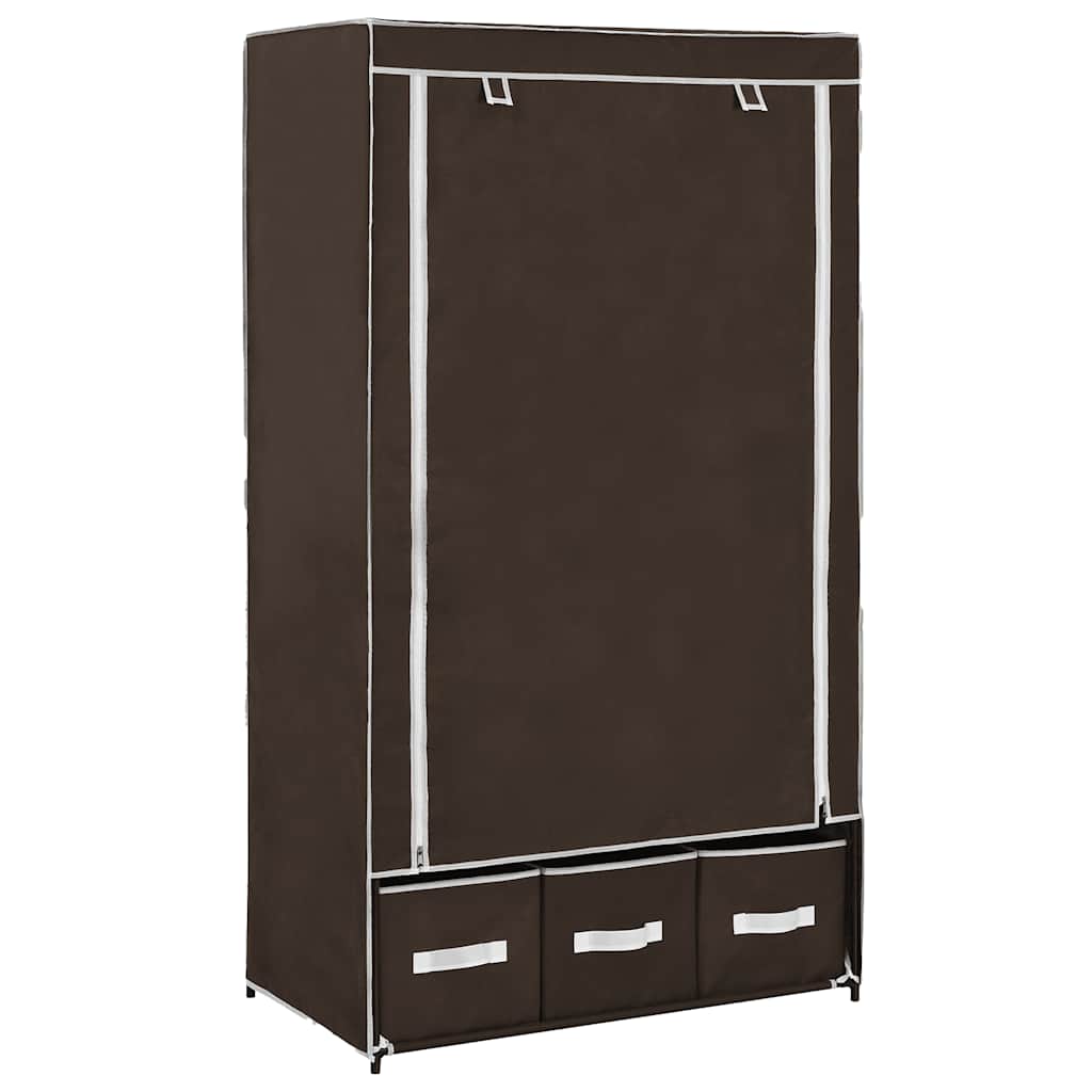 Roupeiro 87x49x159 cm tecido castanho